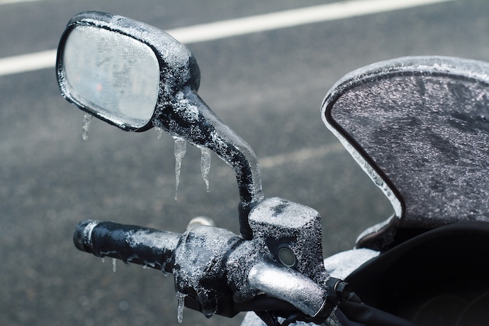 motorcycle frozen windshield